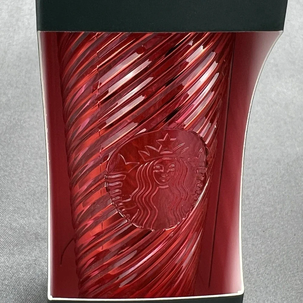 Starbucks 2024 Christmas Holiday RED‎ SWIRL Cold Cup Ornament Key Chain NEW